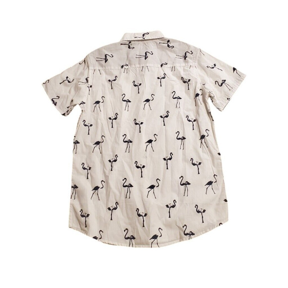 Ditch Plains by Ricky Singh Shirt Button Up Short Sleeve Flamingos Men's Small - Picture 2 of 4